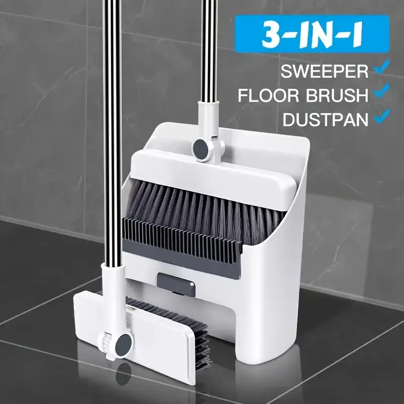 3pcs Set, Household Broom and Dustpan Combo, Thickened Broom with Long Handle and Dustpan, Non-Shedding Floor Cleaning Tool for Home,