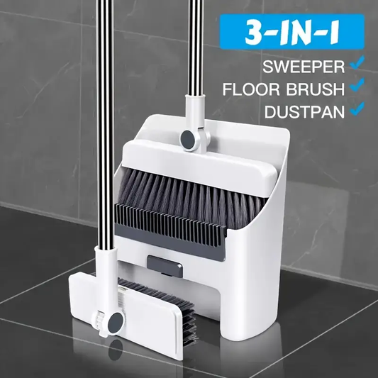3pcs Set, Household Broom and Dustpan Combo, Thickened Broom with Long Handle and Dustpan, Non-Shedding Floor Cleaning Tool for Home,