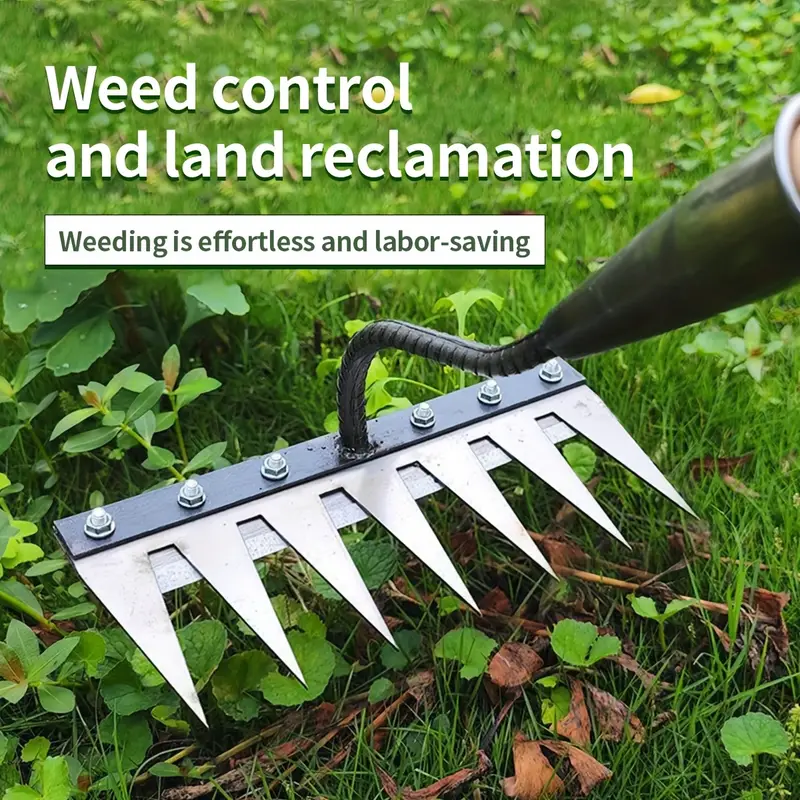 A Heavy-Duty Horticultural Weeding Rake, Metal Weeding Hand Rake, Used for Gardening And Soil Aeration,
