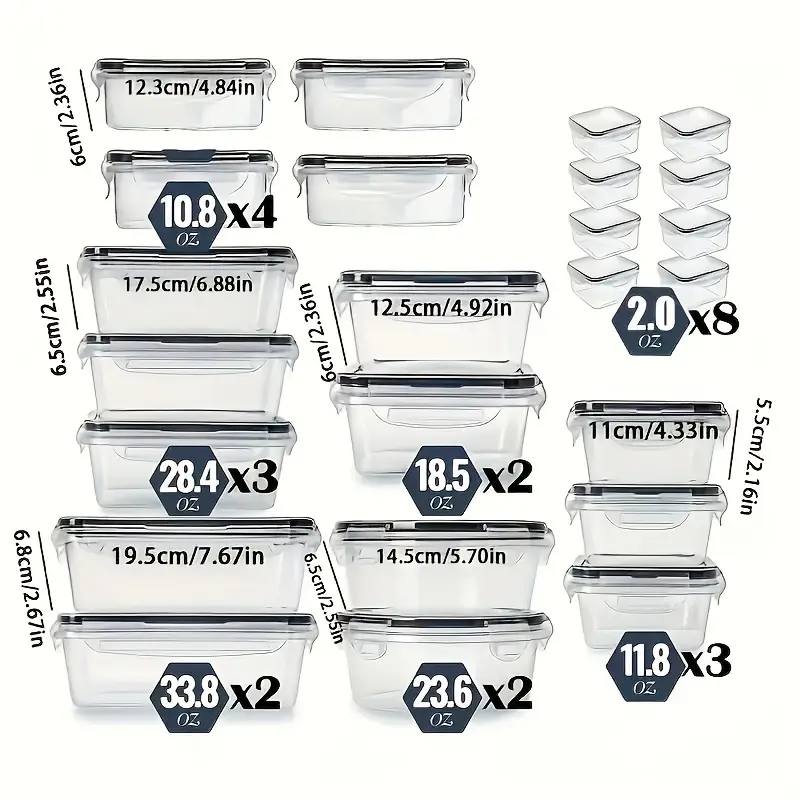 48pcs Food Storage Containers Set Kitchen Organizers Leakproof Meal Prep Containers Local Warehouse - Airtight, BPA-Free, Easy-Snap Lids, Stackable Includes 24 Lunch Containers