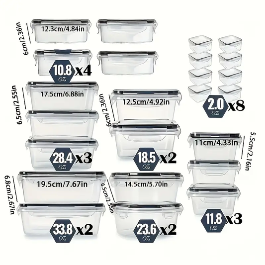 48pcs Food Storage Containers Set Kitchen Organizers Leakproof Meal Prep Containers Local Warehouse - Airtight, BPA-Free, Easy-Snap Lids, Stackable Includes 24 Lunch Containers