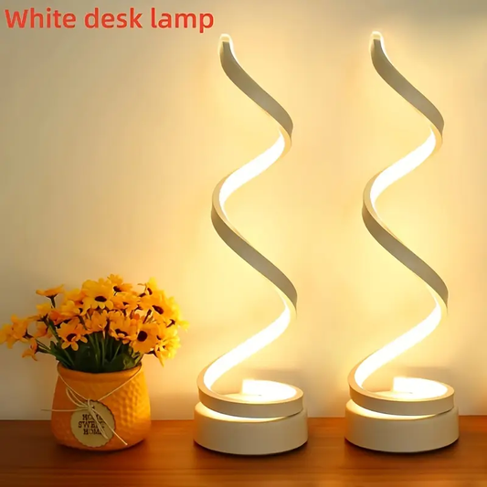 Bedside Table Lamp for Bedroom - 2/1 Pack Touch Lamp USB C Charging Ports, 3 Way Dimmable Modern Minimalist Dimmable Spiral Table Lamp for Living Room