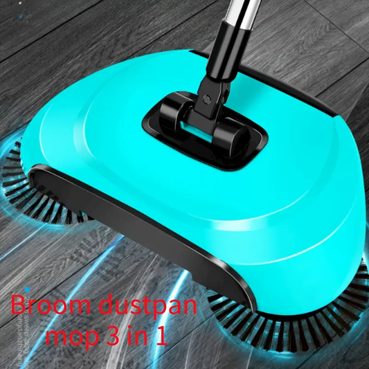 3-In-1 Multifunctional Floor Cleaner - Push Sweeper, Vacuum & Mop Combo, Wet/ Dry Use for Hardwood & Tile Floors